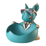 Maxbell Maxbell Dog Statue with Storage Tray Resin Candy Tray for Bedroom TV Cabinet Desktop Green