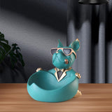 Maxbell Maxbell Dog Statue with Storage Tray Resin Candy Tray for Bedroom TV Cabinet Desktop Green