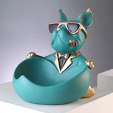 Maxbell Maxbell Dog Statue with Storage Tray Resin Candy Tray for Bedroom TV Cabinet Desktop Green