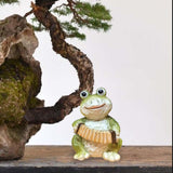 Maxbell Maxbell Frog Garden Statue Wear Resistant Outdoor Decoration for Shelves Garden Yard Play the Accordion
