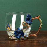 Maxbell Maxbell Coffee Mug with Lid Her Mom Wedding Wife Women Birthday Glass Enamel Tea Cup Blue
