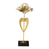 Maxbell Maxbell Metal Leaf Statue Sculpture Bedroom Farmhouse Cabinet Ball Ornament Figurine With Love 5x5x23.5cm
