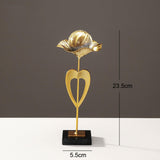 Maxbell Maxbell Metal Leaf Statue Sculpture Bedroom Farmhouse Cabinet Ball Ornament Figurine With Love 5x5x23.5cm