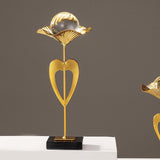 Maxbell Maxbell Metal Leaf Statue Sculpture Bedroom Farmhouse Cabinet Ball Ornament Figurine With Love 5x5x23.5cm