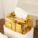 Tissue Box Holder Simple Tissue Box Dispenser for Table Bathroom Night Stand Gold