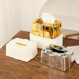 Tissue Box Holder Simple Tissue Box Dispenser for Table Bathroom Night Stand Gold