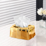 Tissue Box Holder Simple Tissue Box Dispenser for Table Bathroom Night Stand Gold