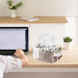 Tissue Box Holder Simple Tissue Box Dispenser for Table Bathroom Night Stand Silver