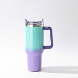 Maxbell Maxbell 40oz Tumbler with Handle Lid Reusable Coffee Travel Mug for Car Home Camping green and violet