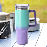 Maxbell Maxbell 40oz Tumbler with Handle Lid Reusable Coffee Travel Mug for Car Home Camping green and violet