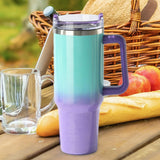 Maxbell Maxbell 40oz Tumbler with Handle Lid Reusable Coffee Travel Mug for Car Home Camping green and violet
