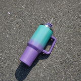 Maxbell Maxbell 40oz Tumbler with Handle Lid Reusable Coffee Travel Mug for Car Home Camping green and violet