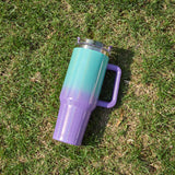 Maxbell Maxbell 40oz Tumbler with Handle Lid Reusable Coffee Travel Mug for Car Home Camping green and violet