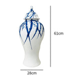 Maxbell Maxbell Blue and White Ginger Jar Chinese Ceramic Vase Flower Arrangement Collection 28cmx28cmx61cm