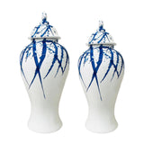 Maxbell Maxbell Blue and White Ginger Jar Chinese Ceramic Vase Flower Arrangement Collection 28cmx28cmx61cm