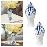 Maxbell Maxbell Blue and White Ginger Jar Chinese Ceramic Vase Flower Arrangement Collection 28cmx28cmx61cm