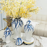 Maxbell Maxbell Blue and White Ginger Jar Chinese Ceramic Vase Flower Arrangement Collection 28cmx28cmx61cm