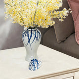 Maxbell Maxbell Blue and White Ginger Jar Chinese Ceramic Vase Flower Arrangement Collection 28cmx28cmx61cm