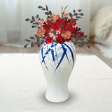 Maxbell Maxbell Flower Vase Container Porcelain Ginger Jar with Lid for Bedroom Desk Wedding 17x17x35cm