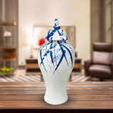 Maxbell Maxbell Flower Vase Container Porcelain Ginger Jar with Lid for Bedroom Desk Wedding 17x17x35cm