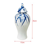 Maxbell Maxbell Flower Vase Container Porcelain Ginger Jar with Lid for Bedroom Desk Wedding 17x17x35cm