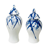 Maxbell Maxbell Flower Vase Container Porcelain Ginger Jar with Lid for Bedroom Desk Wedding 17x17x35cm