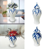 Maxbell Maxbell Flower Vase Container Porcelain Ginger Jar with Lid for Bedroom Desk Wedding 17x17x35cm
