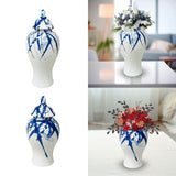 Maxbell Maxbell Flower Vase Container Porcelain Ginger Jar with Lid for Bedroom Desk Wedding 17x17x35cm