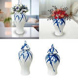 Maxbell Maxbell Flower Vase Container Porcelain Ginger Jar with Lid for Bedroom Desk Wedding 17x17x35cm