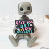 Cute Tiny Robot Figure Decorative Statue for Shelf Table Centerpiece Cabinet Style D