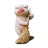 Maxbell Maxbell Pig Statue Decoration Artwork Resin Figurines for Garden Flowerpot Dollhouse Sweep Floor