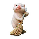 Maxbell Maxbell Pig Statue Decoration Artwork Resin Figurines for Garden Flowerpot Dollhouse Sweep Floor
