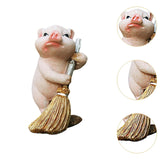 Maxbell Maxbell Pig Statue Decoration Artwork Resin Figurines for Garden Flowerpot Dollhouse Sweep Floor