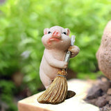 Maxbell Maxbell Pig Statue Decoration Artwork Resin Figurines for Garden Flowerpot Dollhouse Sweep Floor