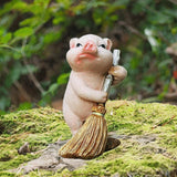Maxbell Maxbell Pig Statue Decoration Artwork Resin Figurines for Garden Flowerpot Dollhouse Sweep Floor