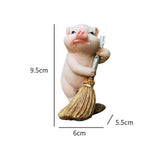 Maxbell Maxbell Pig Statue Decoration Artwork Resin Figurines for Garden Flowerpot Dollhouse Sweep Floor