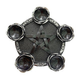 Maxbell Resin Crystal Ball Display Stand Pentacle Ornament Candle Holder for Bedroom Silver Edge