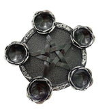 Maxbell Resin Crystal Ball Display Stand Pentacle Ornament Candle Holder for Bedroom Silver Edge