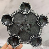 Maxbell Resin Crystal Ball Display Stand Pentacle Ornament Candle Holder for Bedroom Silver Edge