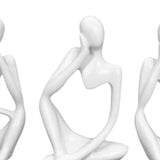 Maxbell Maxbell 3 Pieces Resin Abstract Thinker Figurine Table Ornament for Hotels Fireplace White