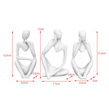 Maxbell Maxbell 3 Pieces Resin Abstract Thinker Figurine Table Ornament for Hotels Fireplace White
