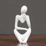 Maxbell Maxbell 3 Pieces Resin Abstract Thinker Figurine Table Ornament for Hotels Fireplace White