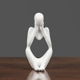 Maxbell Maxbell 3 Pieces Resin Abstract Thinker Figurine Table Ornament for Hotels Fireplace White