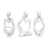 Maxbell Maxbell 3 Pieces Resin Abstract Thinker Figurine Table Ornament for Hotels Fireplace White