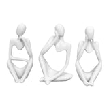 Maxbell Maxbell 3 Pieces Resin Abstract Thinker Figurine Table Ornament for Hotels Fireplace White