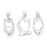 Maxbell Maxbell 3 Pieces Resin Abstract Thinker Figurine Table Ornament for Hotels Fireplace White