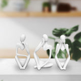 Maxbell Maxbell 3 Pieces Resin Abstract Thinker Figurine Table Ornament for Hotels Fireplace White