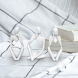 Maxbell Maxbell 3 Pieces Resin Abstract Thinker Figurine Table Ornament for Hotels Fireplace White