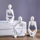 Maxbell Maxbell 3 Pieces Resin Abstract Thinker Figurine Table Ornament for Hotels Fireplace White