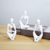 Maxbell Maxbell 3 Pieces Resin Abstract Thinker Figurine Table Ornament for Hotels Fireplace White